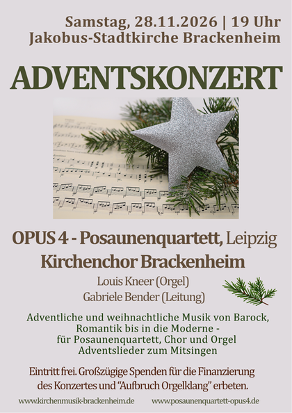 Adventskonzert OPUS4 und Kirchenchor Brackenheim